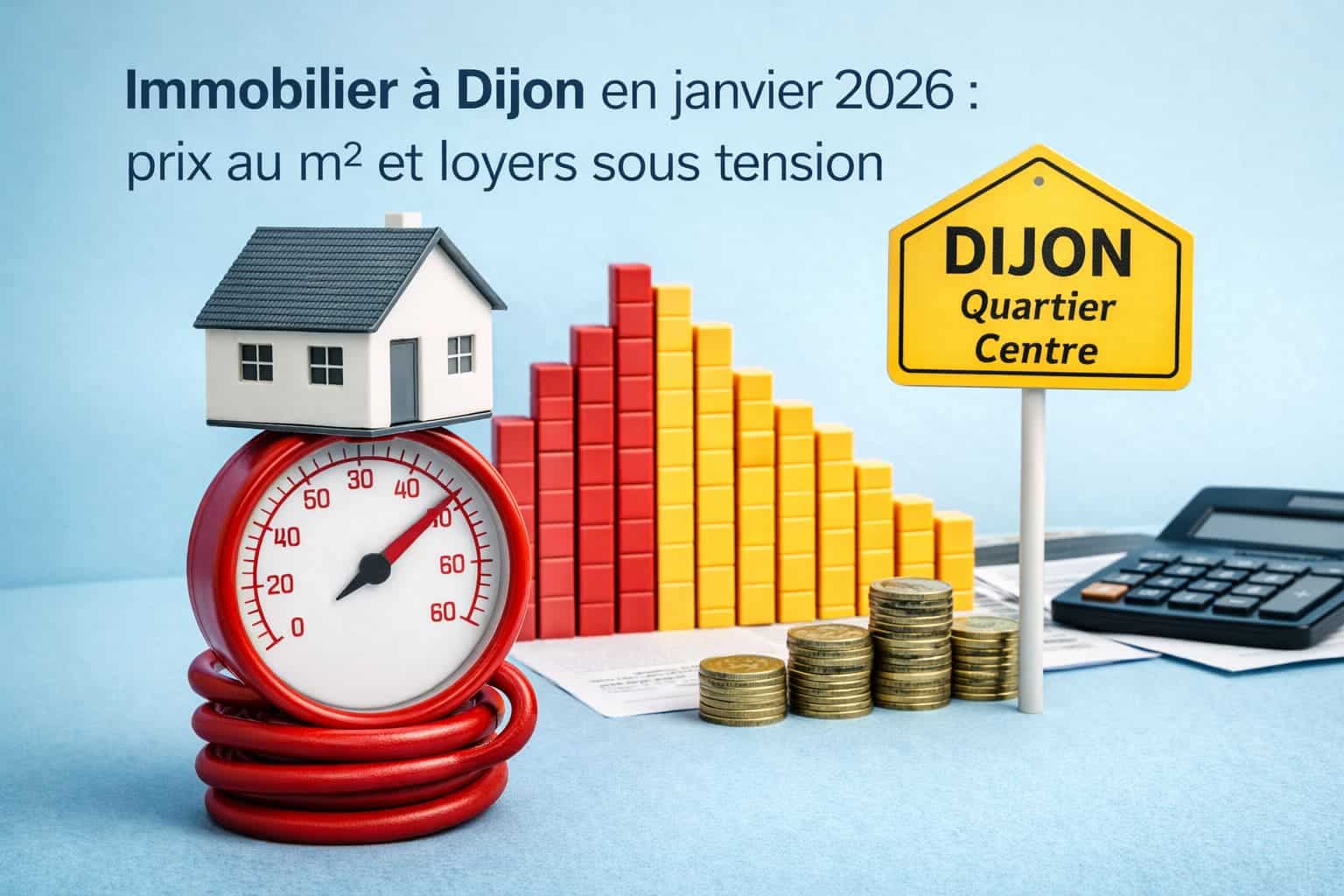 Immobilier à Dijon en janvier 2026 : appartements en légère baisse, maisons en hausse, loyers sous tension